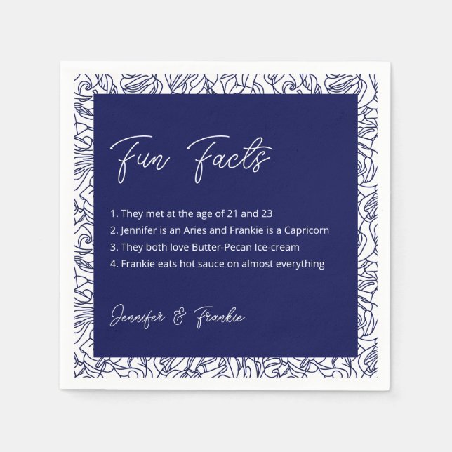 Blue Fun Facts Cocktail Napkins Serviette (Vorderseite)