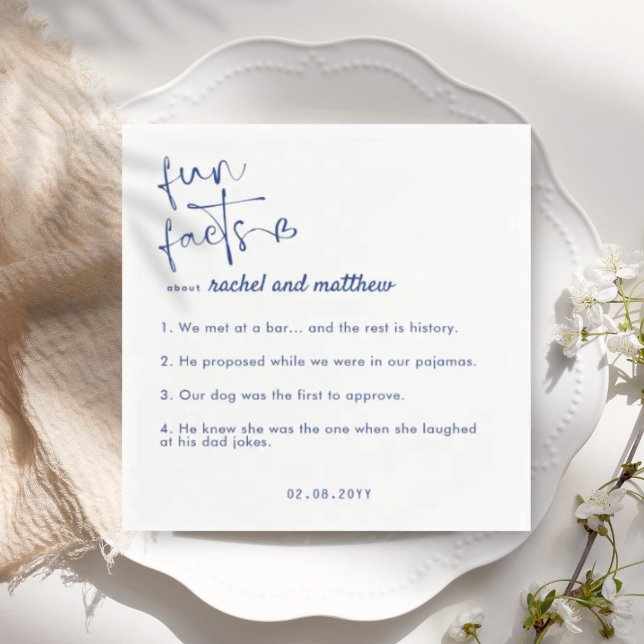 Blue Fun Fakten Template Hochzeit von Napkins Serviette (Von Creator hochgeladen)