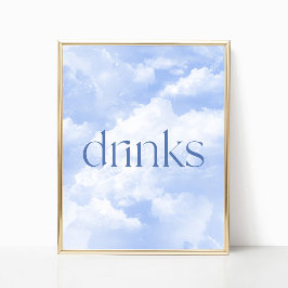 Blue Funkelnd Clouds Drinks Tafelzeichen Poster