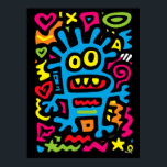Blue Funky Alien - Neon Pop Art Quirky Monster Poster<br><div class="desc">Diese funky blaue Alien springt mit Neonfarben und sonderbarer Energie aus. Mit großen Augen und einem spielerischen Grinsen ist es ein Pop-Kunstdesign, das Ihre Wanddekoration elektrifizieren und funky-vibes in jeden Raum bringen soll.</div>