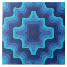 Blue Funky Retro Keramik Tile