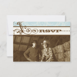 Blue Funky Wirbel Wedding RSVP