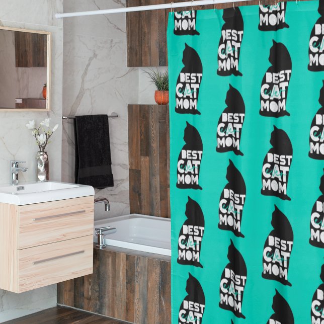 Blue Funny Mother's Day Best Cat Mama Ever Duschvorhang (Von Creator hochgeladen)
