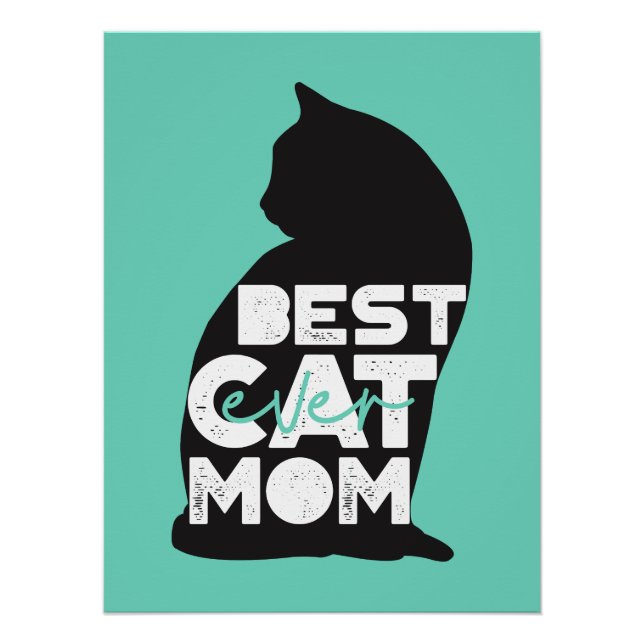 Blue Funny Mother's Day Best Cat Mama Ever Poster (Vorderseite)
