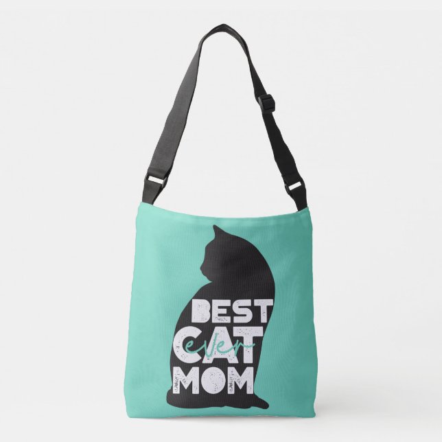 Blue Funny Mother's Day Best Cat Mama Ever Tragetaschen Mit Langen Trägern (Vorderseite)