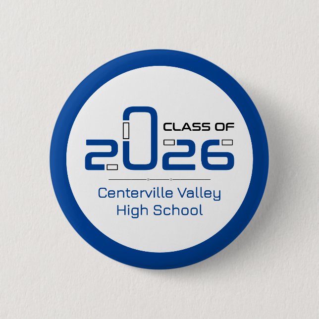 Blue Futuristic Class 2026 Button (Vorderseite)