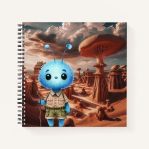 Blue Fuzzy Alien Hiker Notebook Notizbuch