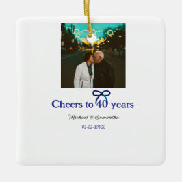 Blue g bow jubelt zu 40-jähriger Hochzeit Keramikornament