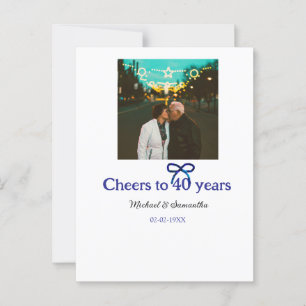 Blue g bow jubelt zu 40-jähriger Hochzeit Postkarte