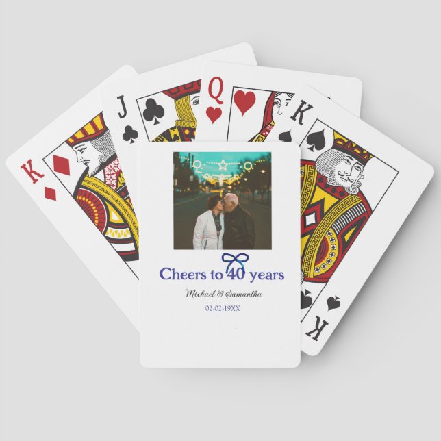 Blue g bow jubelt zu 40-jähriger Hochzeit Spielkarten (Rückseite)