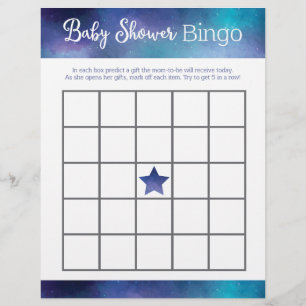 Blue Galaxy Baby Dusche Bingo Spiel