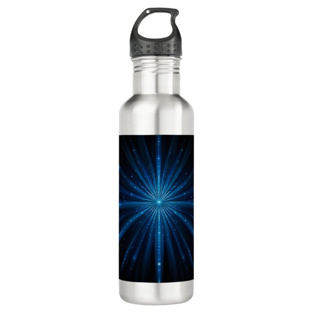 Blue Galaxy Continuum Cosmic Star Birth Blue Black Edelstahlflasche (Vorderseite)
