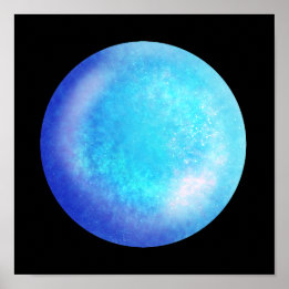 Blue Galaxy Orb - Tranquil Blue Marble Print Poster