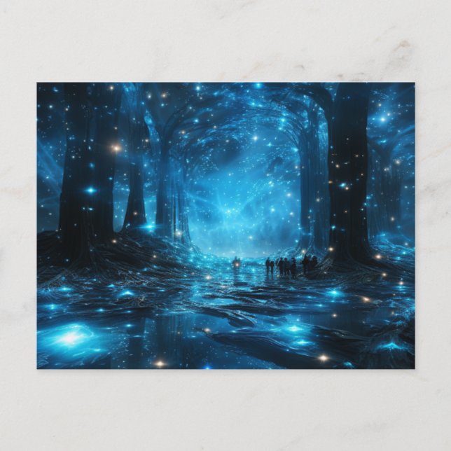 Blue Galaxy Postcard Grußkarte Kunst Feiertagspostkarte (Vorderseite)