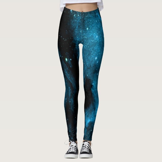 Blue Galaxy Print Leggings (Vorderseite)