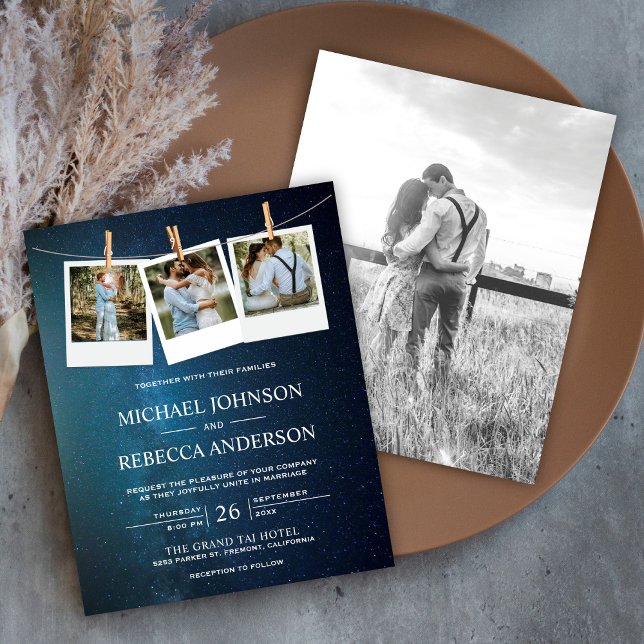 Blue Galaxy Space Foto Budget Einladung Hochzeit (Von Creator hochgeladen)