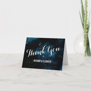 Blue Galaxy Wedding Danke Cards