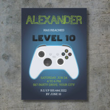 Blue Gamer-Geburtstagseinladung
