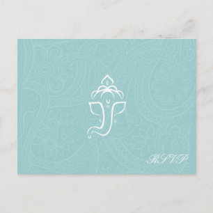 Blue Ganesha RSVP Cards Einladungspostkarte