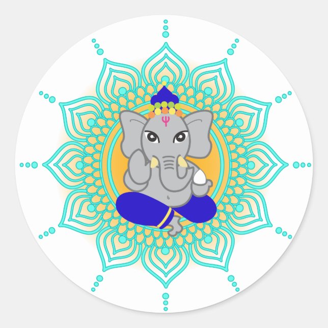 Blue Ganesha Runder Aufkleber (Vorderseite)