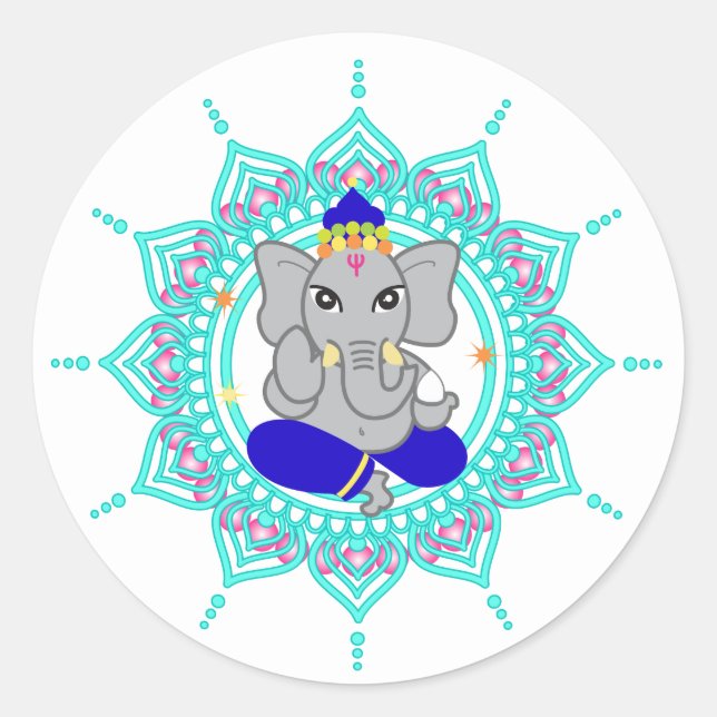 Blue Ganesha Runder Aufkleber (Vorderseite)