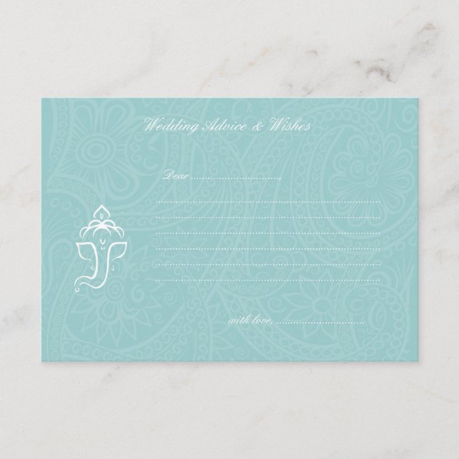 Blue Ganesha Wedding Advice & Wish Cards Hinweiskarte (Vorderseite)