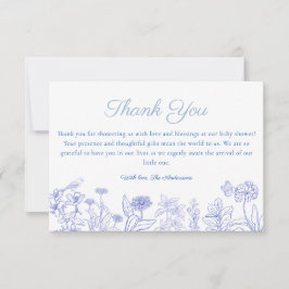 Blue Garden Chinoiserie Baby Dusche Danke Karte