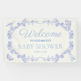Blue Garden Chinoiserie Baby Dusche Empfang Banner