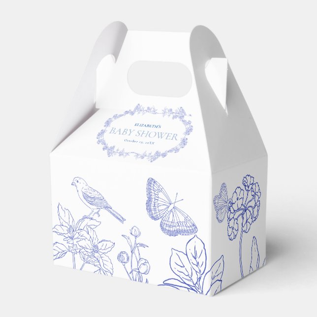 Blue Garden Chinoiserie Baby Showbox Geschenkschachtel (Vorderseite)