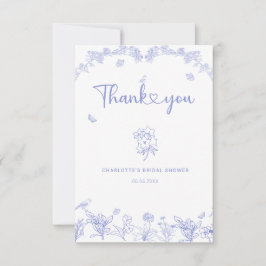 Blue Garden Chinoiserie Brautparty Dankeskarte