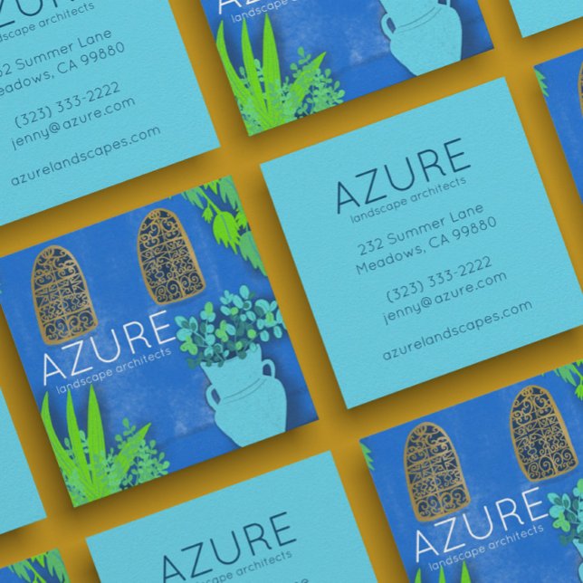 Blue Garden Florist Landscaper Architekt Quadratische Visitenkarte (Von Creator hochgeladen)