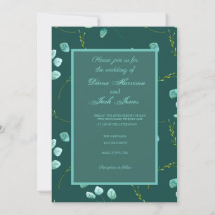 Blue Garden Watercolor Stems Wedding Einladung