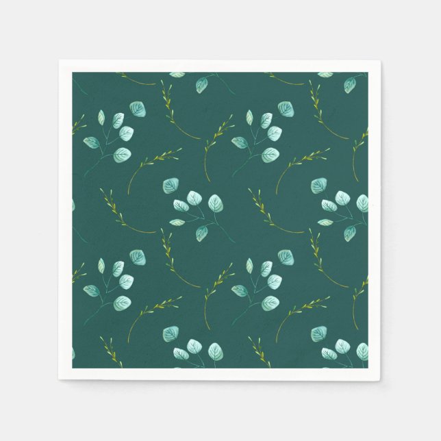 Blue Garden Watercolor Stems Wedding Serviette (Vorderseite)