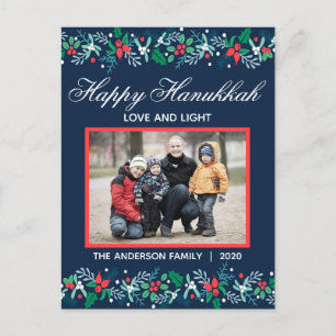 Blue Garland Hanukkah - Postkarte