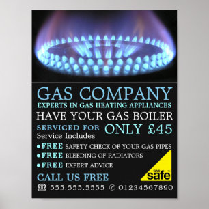 Blue Gas Ring, Gasingenieur & Lieferantenwerbung Poster