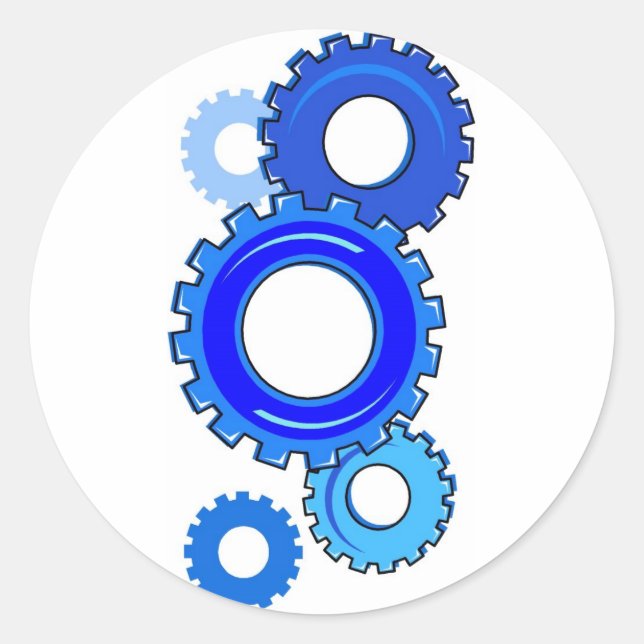 Blue Gears Runder Aufkleber (Vorderseite)