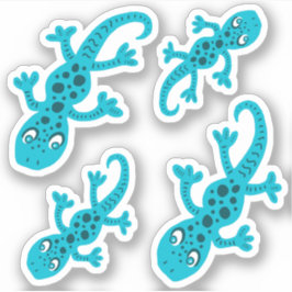 Blue Gecko Lizard Zeichnend Kindersticker Aufkleber