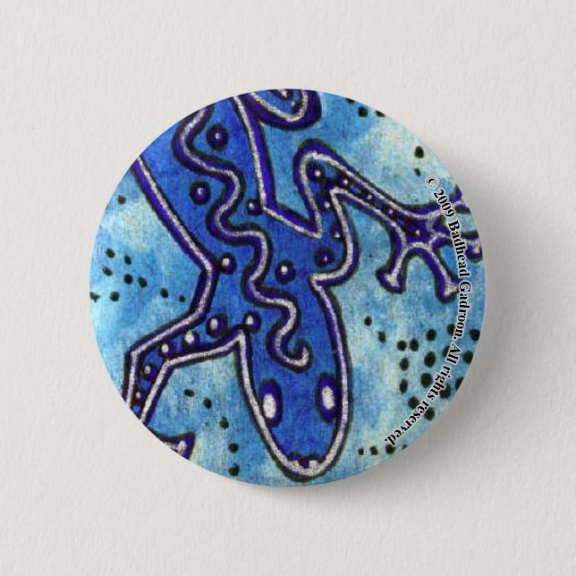 Blue Gecko Round Button (Vorderseite)