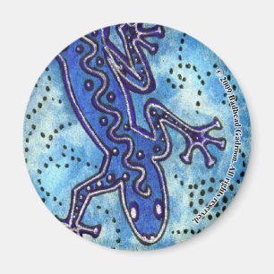 Blue Gecko Round Magnet