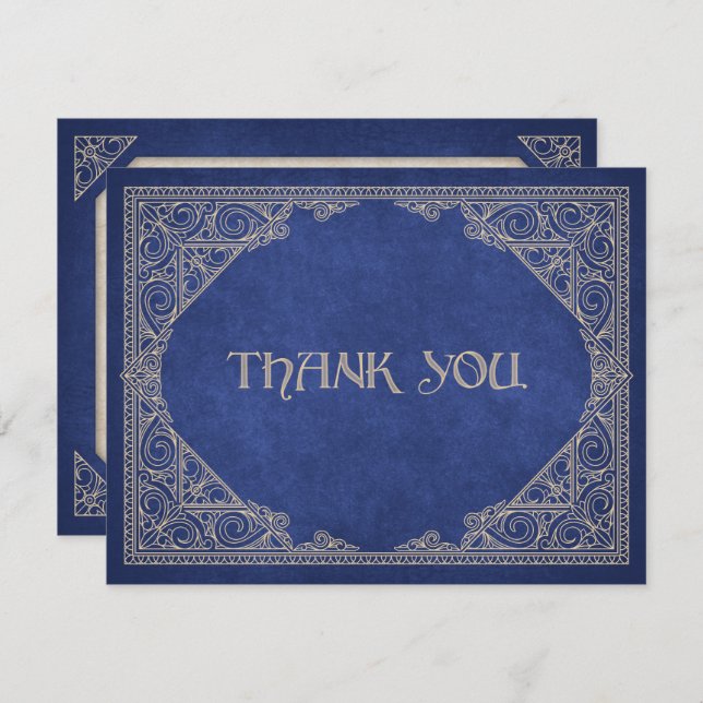 Blue Geek Book Library Literary Wedding Dankeskarte (Vorne/Hinten)