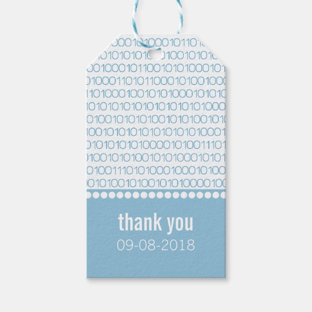 Blue Geek Chic Binary Code Geschenktasten Geschenkanhänger (Vorderseite)