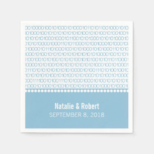 Blue Geek Chic Binary Code Paper Napkins Serviette