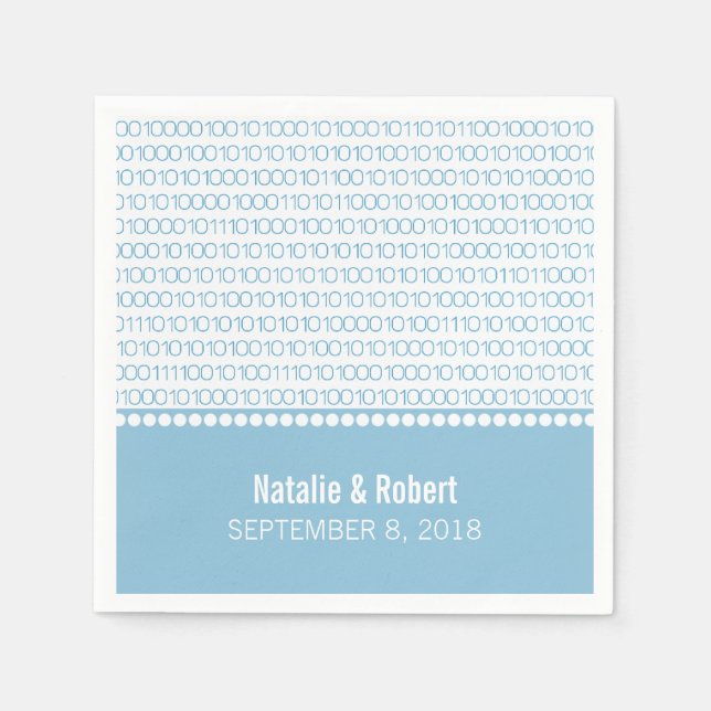 Blue Geek Chic Binary Code Paper Napkins Serviette (Vorderseite)