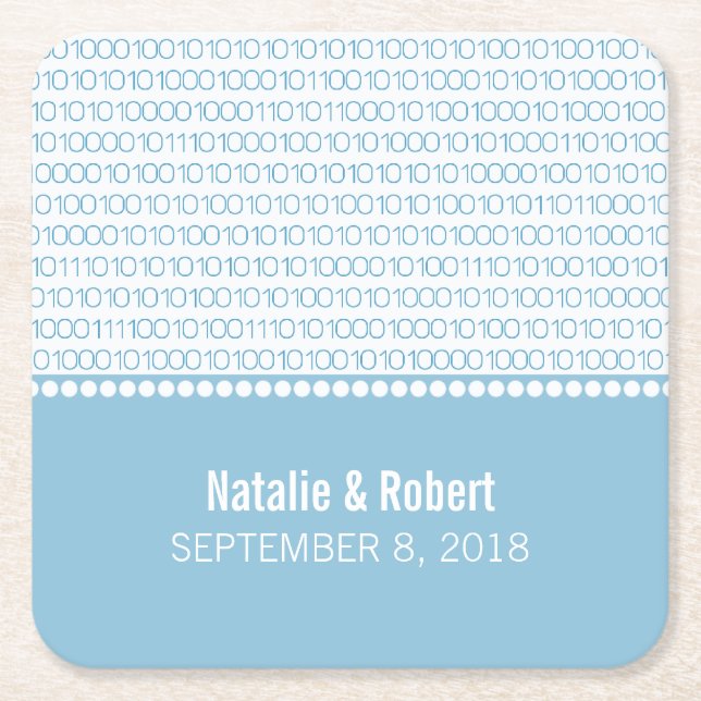 Blue Geek Chic Binary Code Paper-Untersetzer Rechteckiger Pappuntersetzer (Vorderseite)