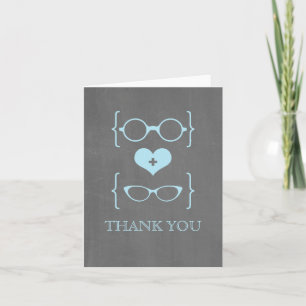 Blue Geeky Glasses Chalkboard Danke Karte