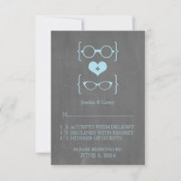 Blue Geeky Glasses Chalkboard Response Card