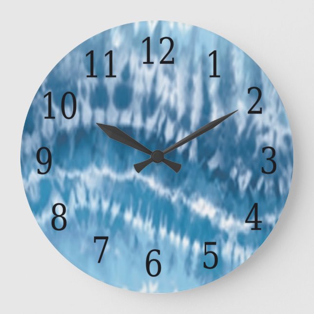 Blue Gefärbte Krawatte Round Clock Große Wanduhr (Vorderseite)