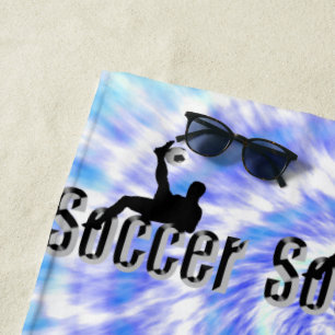 Blue Gefärbte Krawatte Soccer Design, Strandhandtu Strandtuch