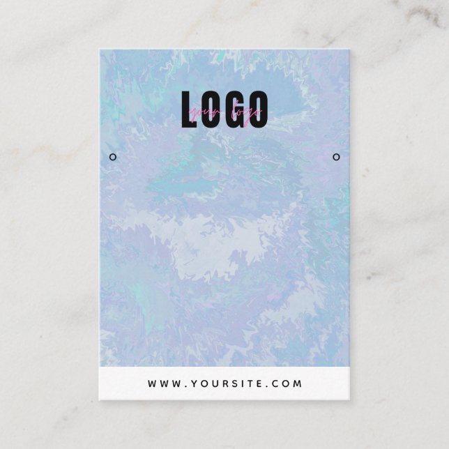 Blue Gefärbte Krawatte Watercolor Ohrringe Juwelen Visitenkarte (Vorderseite)