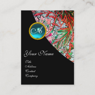 BLUE GEM DAMASK MONOGRAM 3 fuchsienrosa rot Visitenkarte